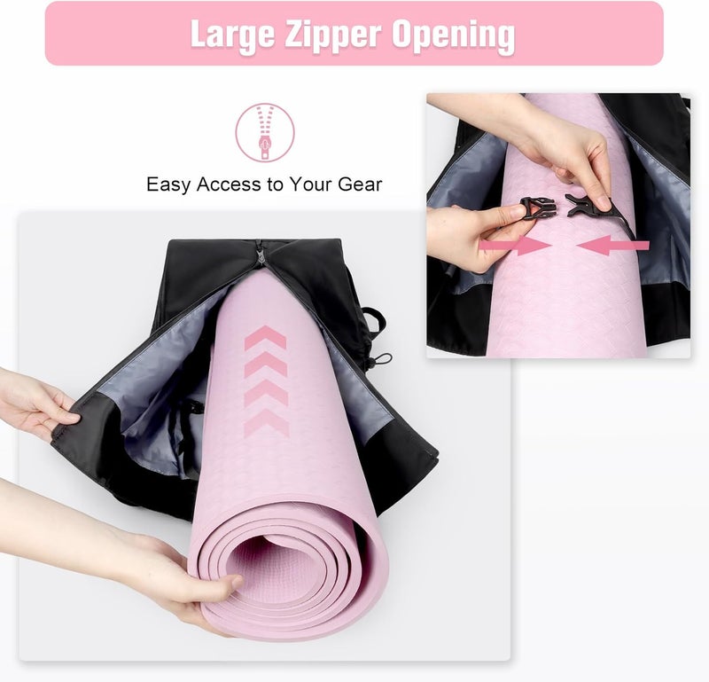 WOMACO Yoga Mat Bag, Adjustable Yogamat Blocks Carrier with Backpack Straps and Side Pockets, Top-Opening Yoga Backpack for Yoga Accessories - Image 5